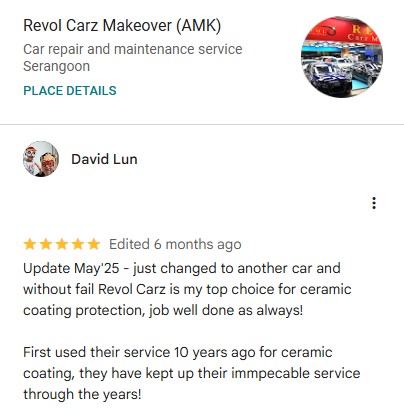 Google review by DAVID LUN, 10–20 yrs customer of Revol Carz