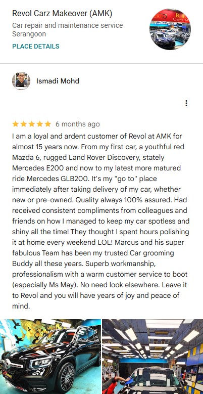 Google review by ISMADI MOHD, 10–20 yrs customer of Revol Carz