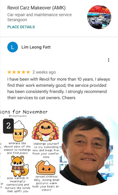 Google review by LIM LEONG FATT, 10–20 yrs customer of Revol Carz