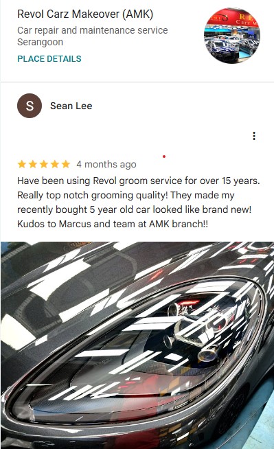 Google review by SEAN LEE, 10–20 yrs customer of Revol Carz