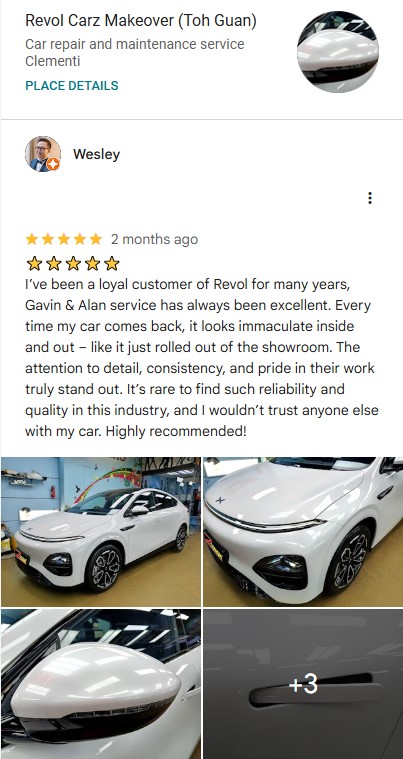 Google review by WESLEY, 10–20 yrs customer of Revol Carz
