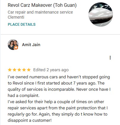 Google review by AMIT JAIN, 5–9 yrs customer of Revol Carz