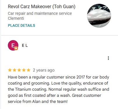 Google review by E L, 5–9 yrs customer of Revol Carz