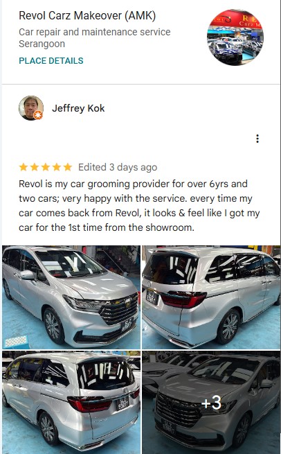 Google review by JEFFREY KOK, 5–9 yrs customer of Revol Carz