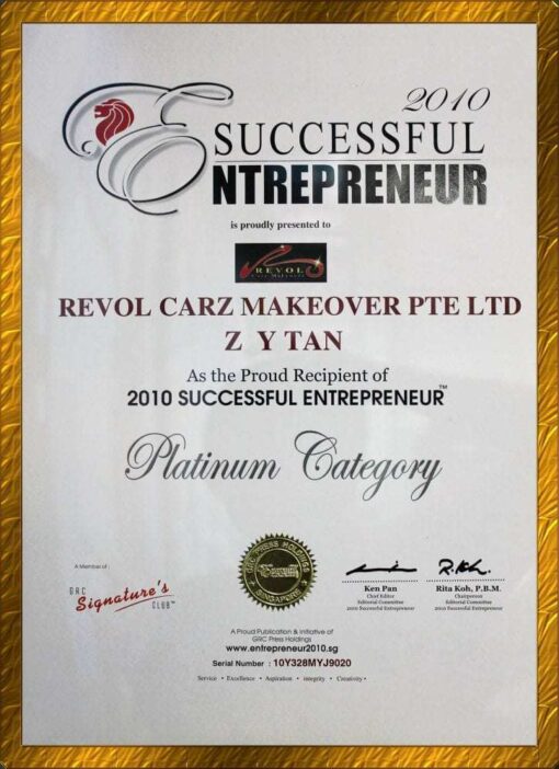 Platinum Successful Entrepreneur 2010 Award