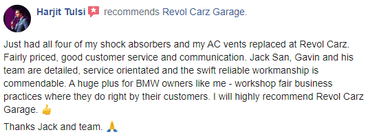 Facebook recommendation praising Revol Carz Garage's transparent Audi pricing