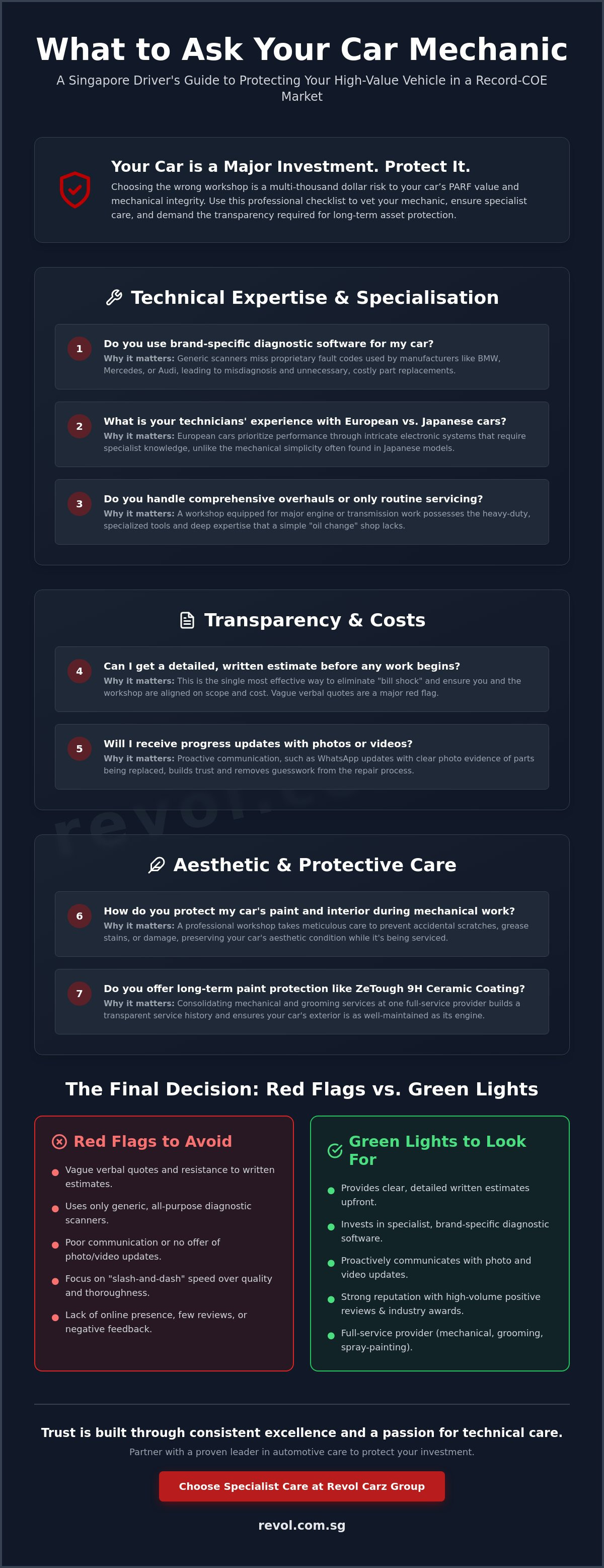What to Ask Your Car Mechanic: The Ultimate Singapore Driver’s Guide to Workshop Transparency infographic