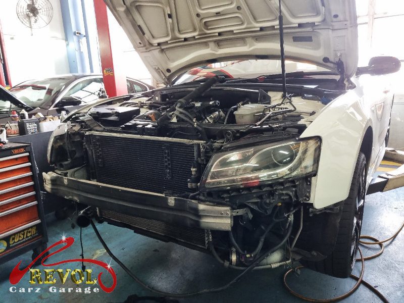 The cooling system checked on the Audi A5, the fault traced to the radiator fan.