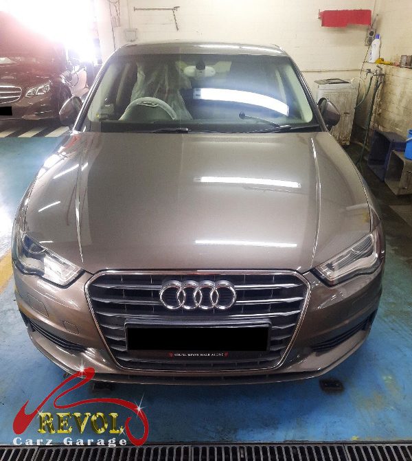 Audi A3 parked at the workshop, in for a misfire diagnosis.