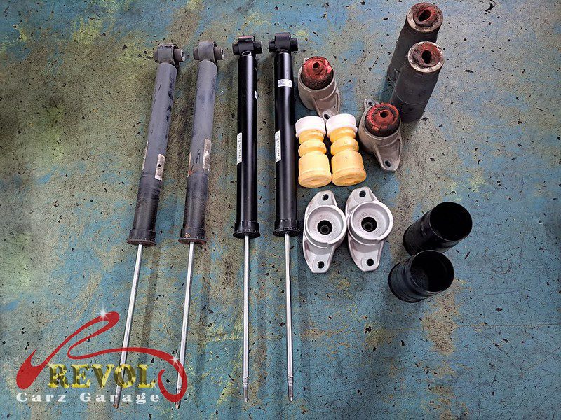 The new Audi-spec rear shock absorbers ready to fit.