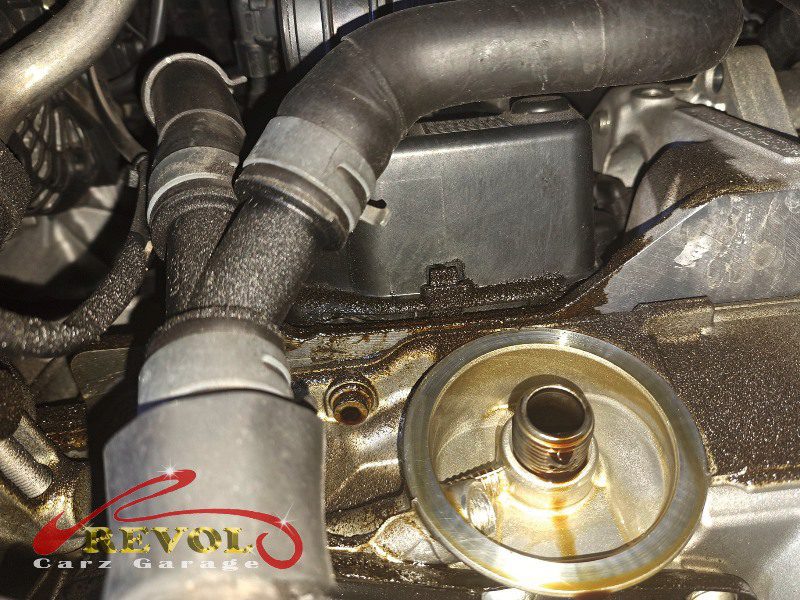 The old oil separator removed from the engine.