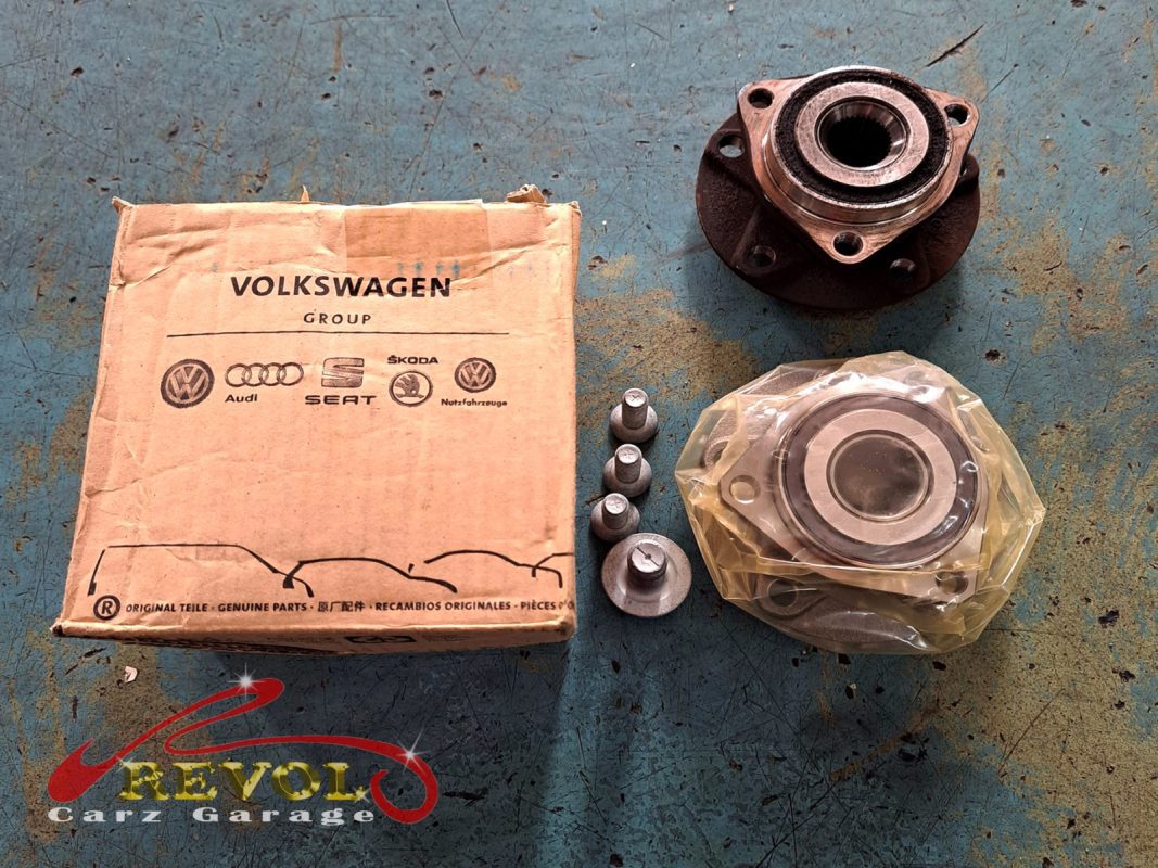 The old worn wheel bearing pressed out of the hub.