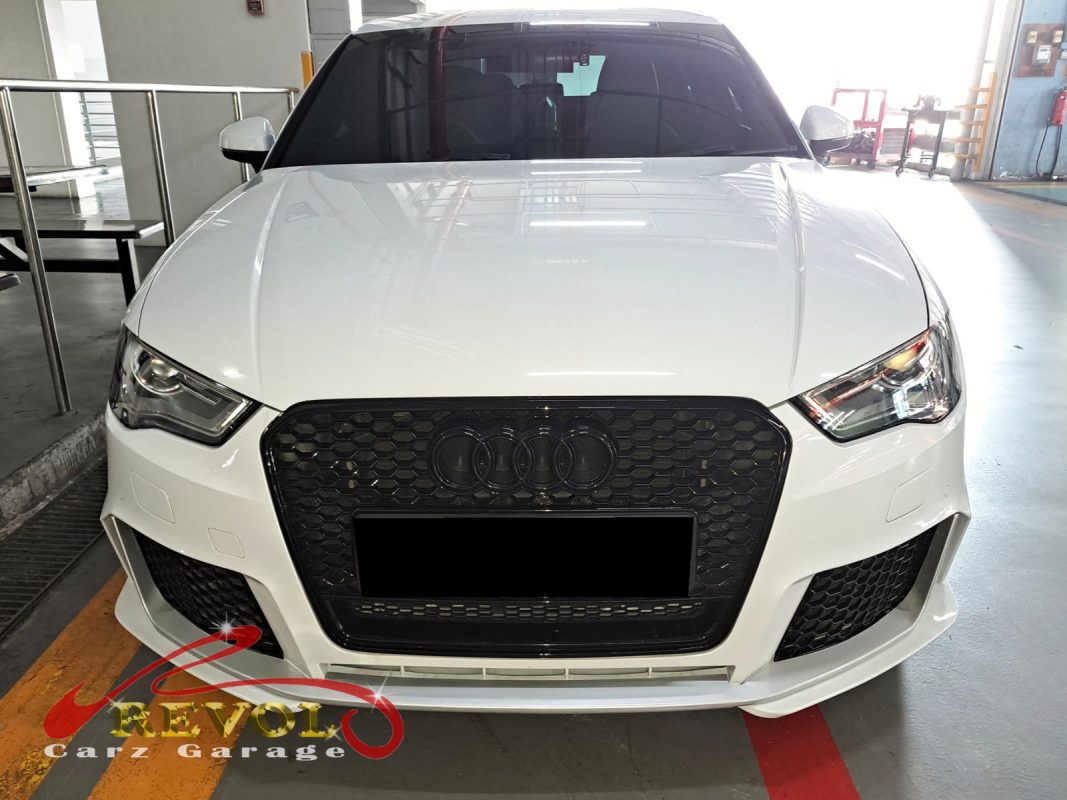Audi A3 parked at the workshop, in for an oil separator diagnosis.