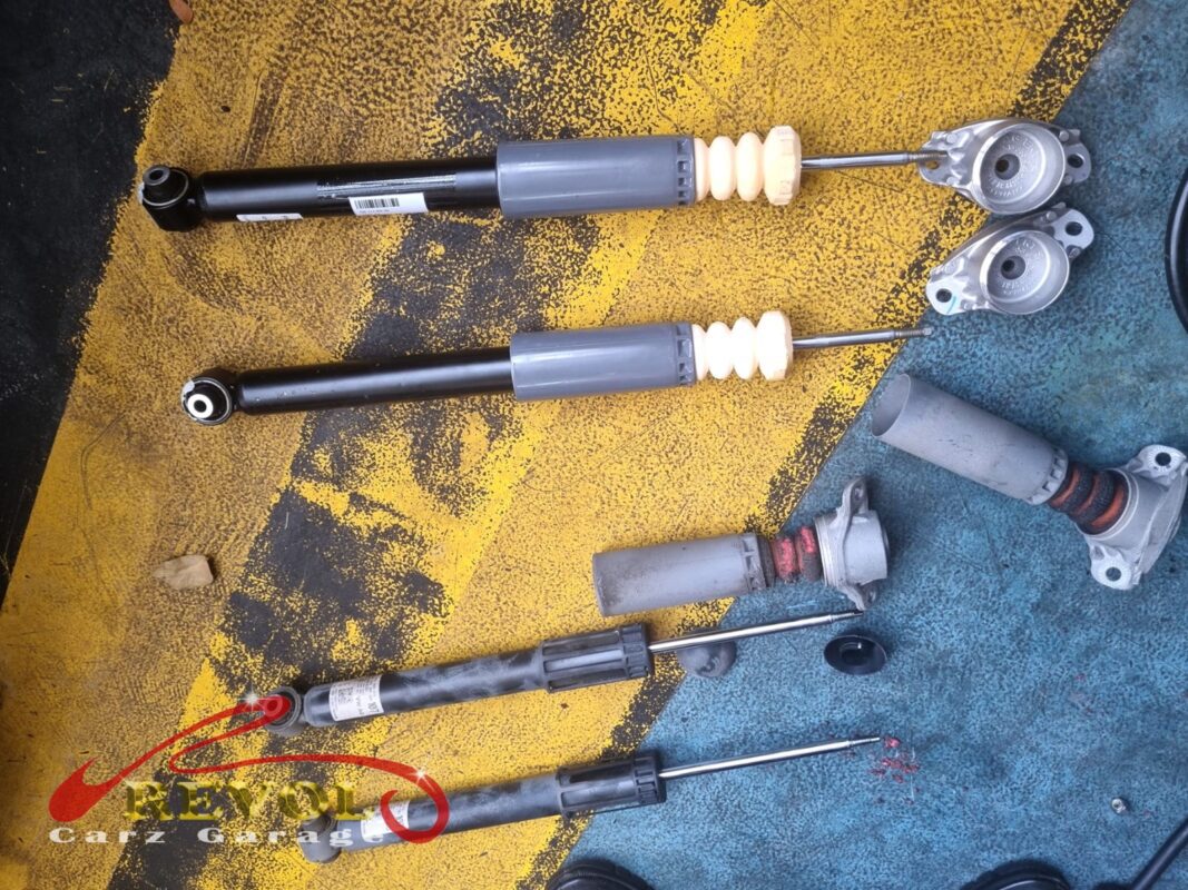 The new Audi-spec rear shock absorbers ready to fit.