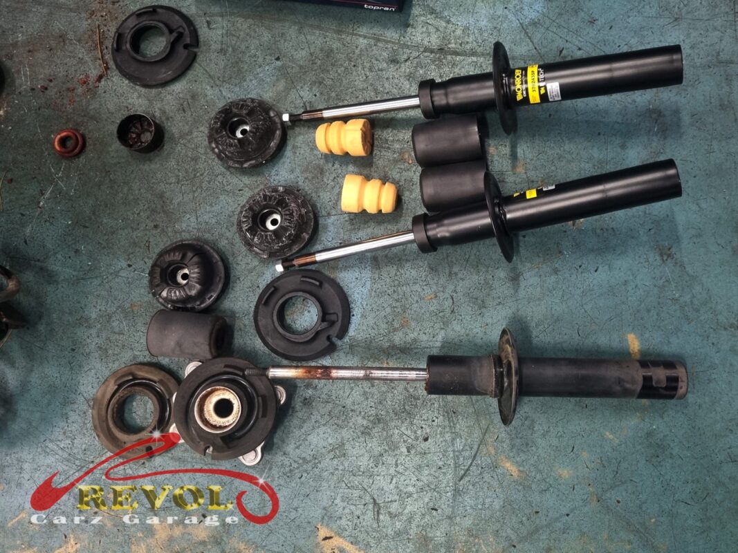 The new Audi-spec shock absorbers ready to fit, front and rear.