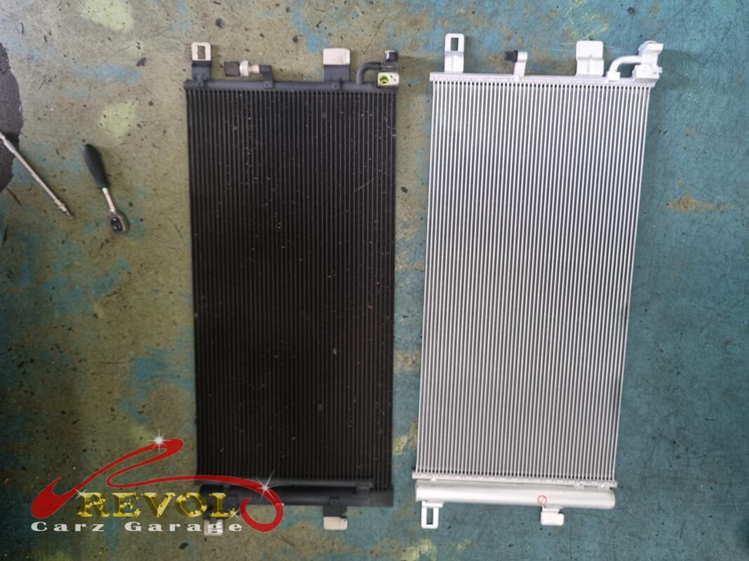 The new Audi-spec condenser and receiver-drier ready to fit.