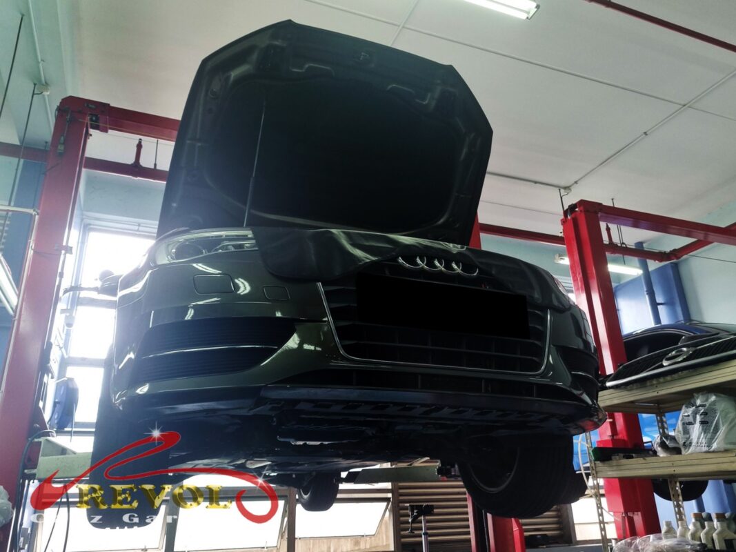 A3 engine bay with the cover off and oil separator visible.