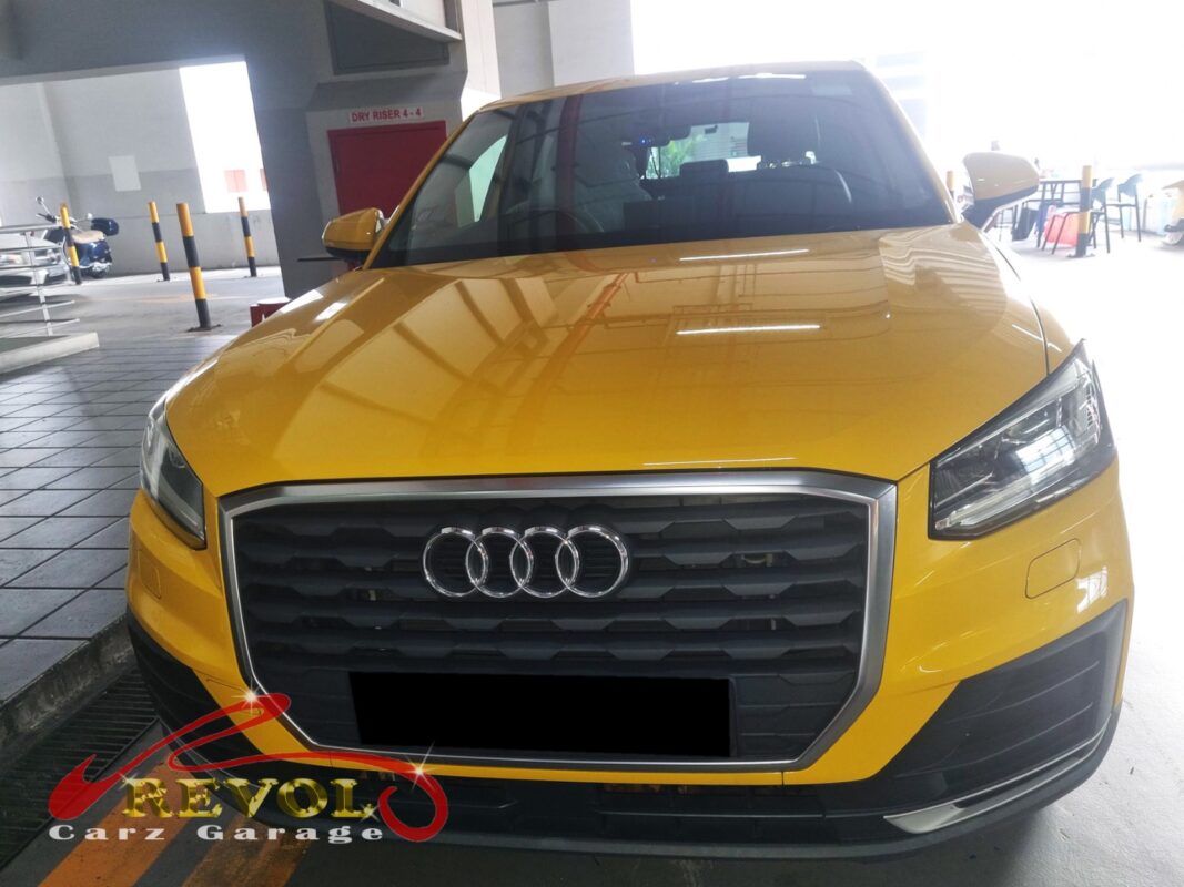 Audi Q2 on the lift for lower control arm replacement.