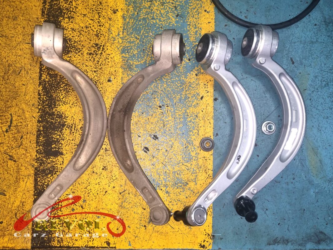 New Audi-spec control arm ready for installation.