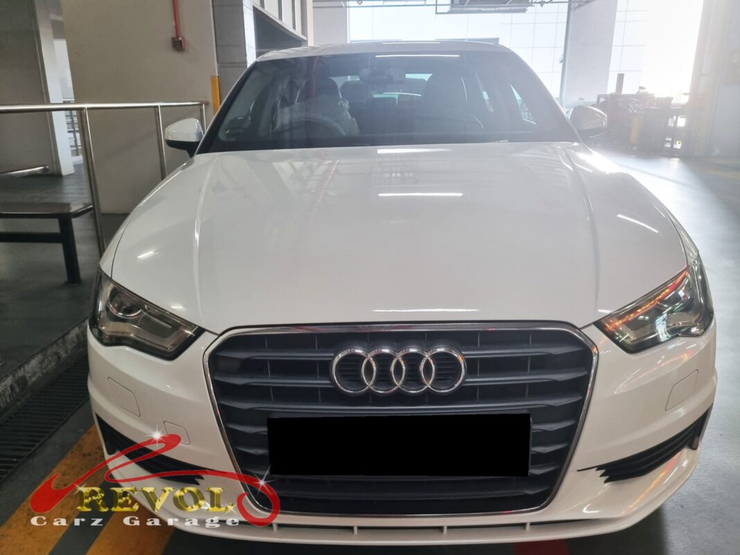 Audi A3 in the workshop for ignition coil replacement.