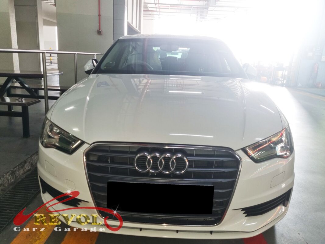 Audi A3 in the workshop for misfire diagnosis.