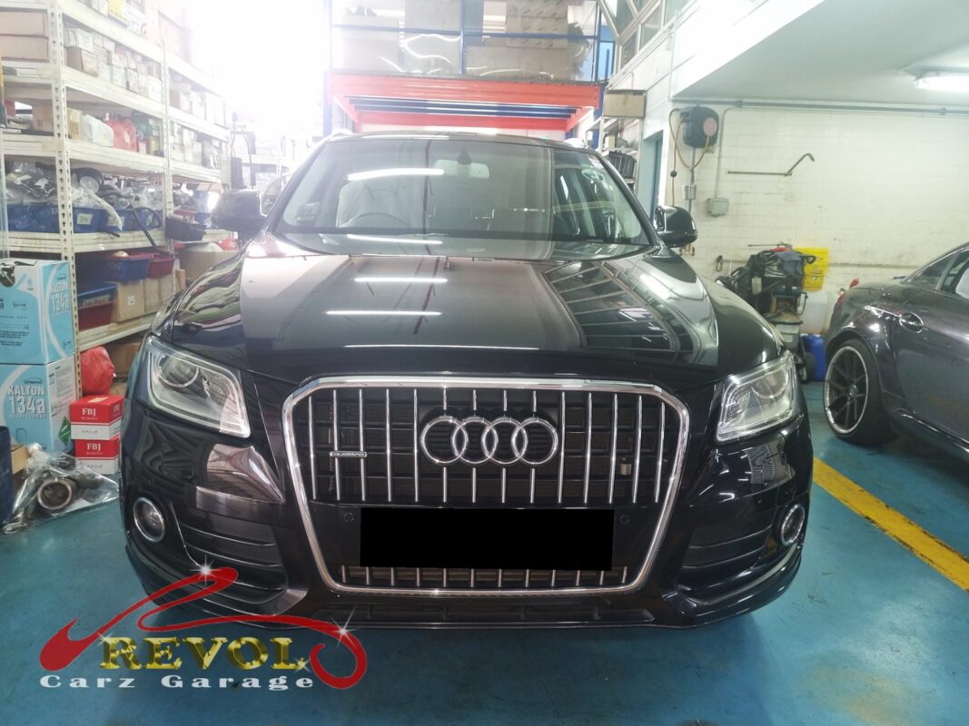 Audi Q5 in the workshop for misfire diagnosis.