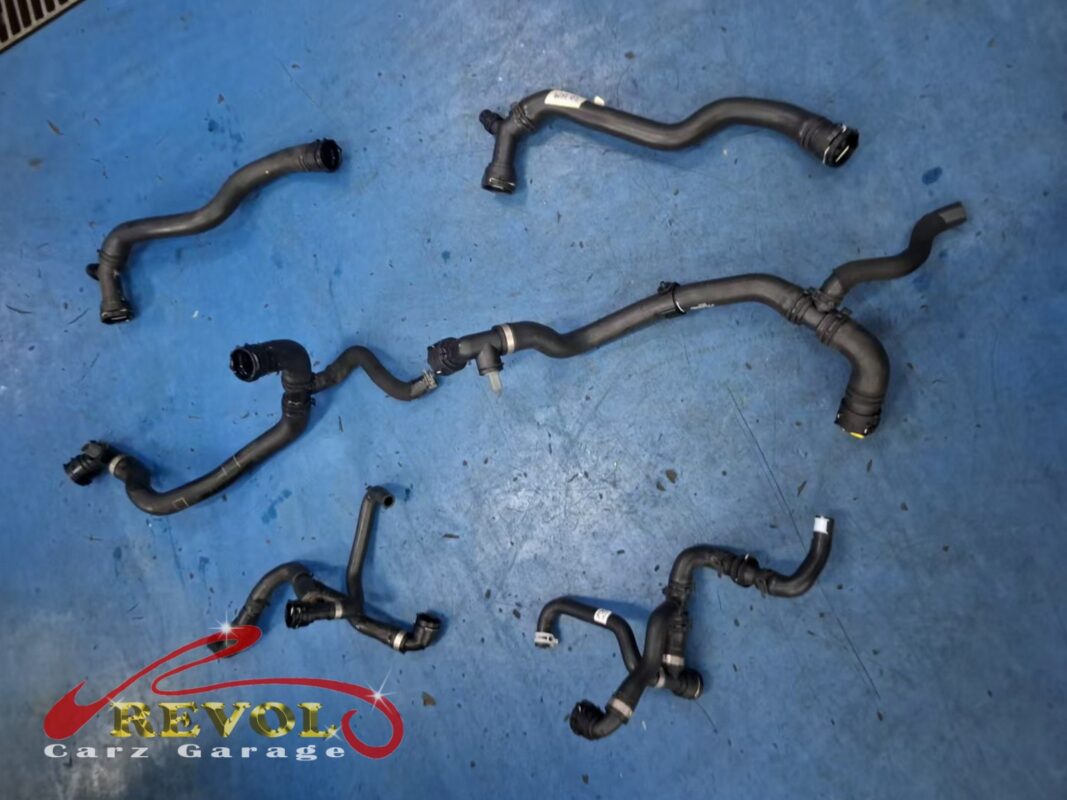 The coolant hoses around the oil cooler, changed while the cooling system was open for the job.
