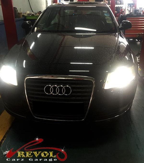 Audi A6 at the workshop for a regular service.