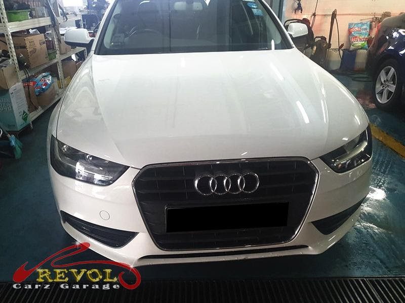 Audi A4 at the workshop, in for a fast coolant leak.