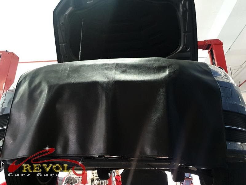 The engine oil drained on the Audi A3 during the service.