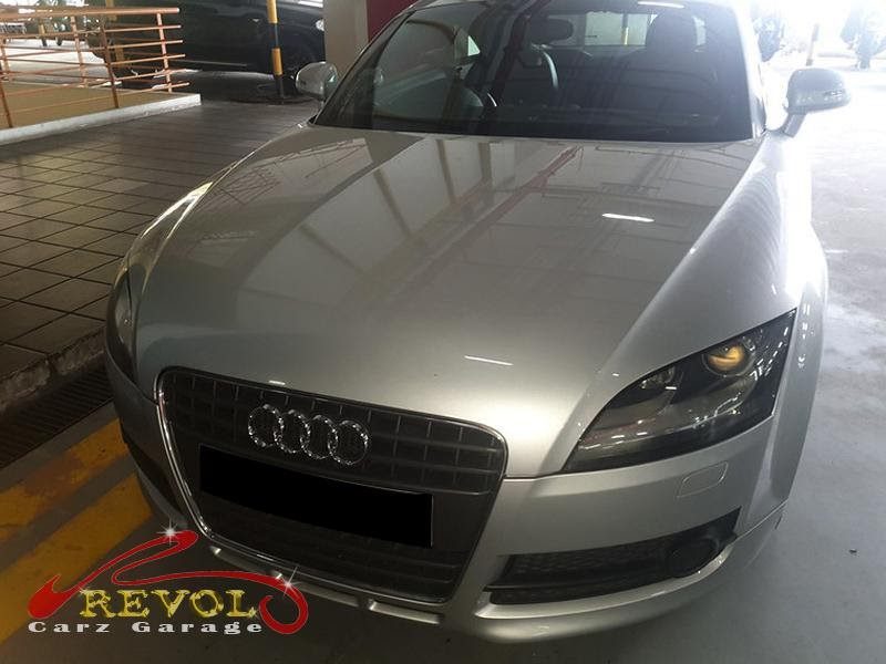 Audi TT at the workshop, in for a check engine light diagnosis.
