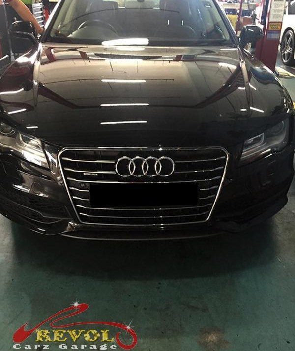 Audi A7 at the workshop, in for an aircon diagnosis.