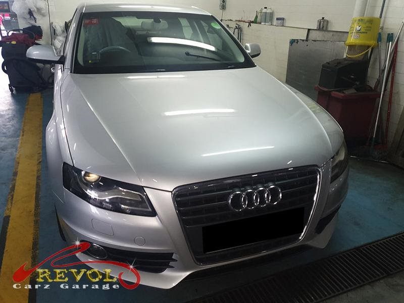 Audi A4 at the workshop, in for a misfire diagnosis.