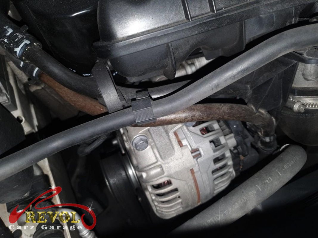 The wear-and-tear check finding the coolant leak from perished hoses.