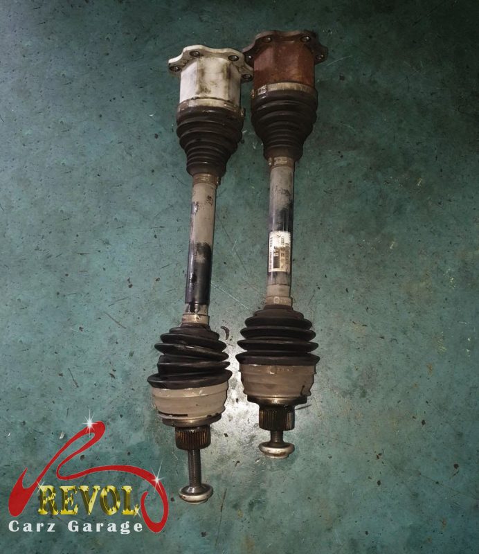 The drive shafts checked on the Audi A6, the knock traced to a worn CV joint.