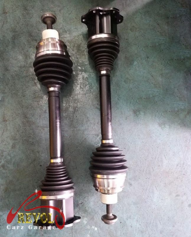The new genuine Audi-spec drive shaft ready to fit.