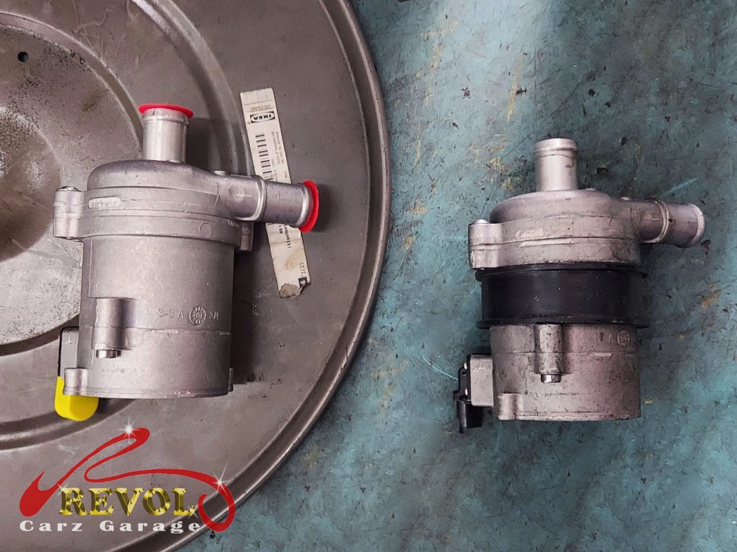 The new genuine Audi-spec water pump module ready to fit.