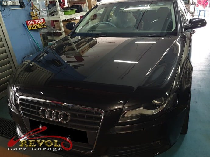 Audi A4 at the workshop, in with the check engine light on.