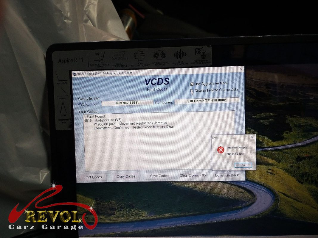 The cooling system checked on the Audi Q5, the fault traced to the radiator fan motor.