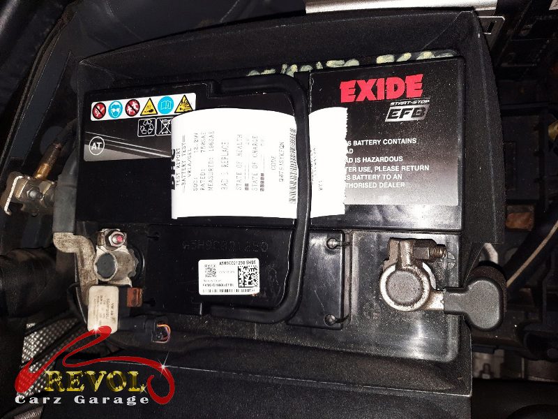 Battery and charging test on the Audi A3 showing the failed battery.