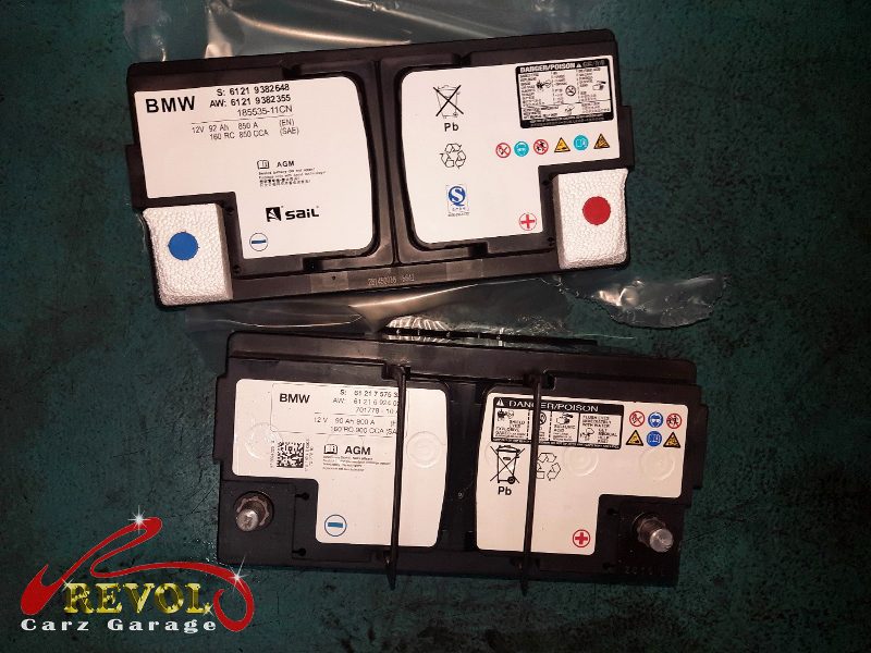 Battery and charging test on the BMW 320i showing the failed battery.