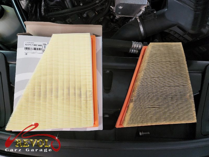 The air and cabin filters replaced during the service.
