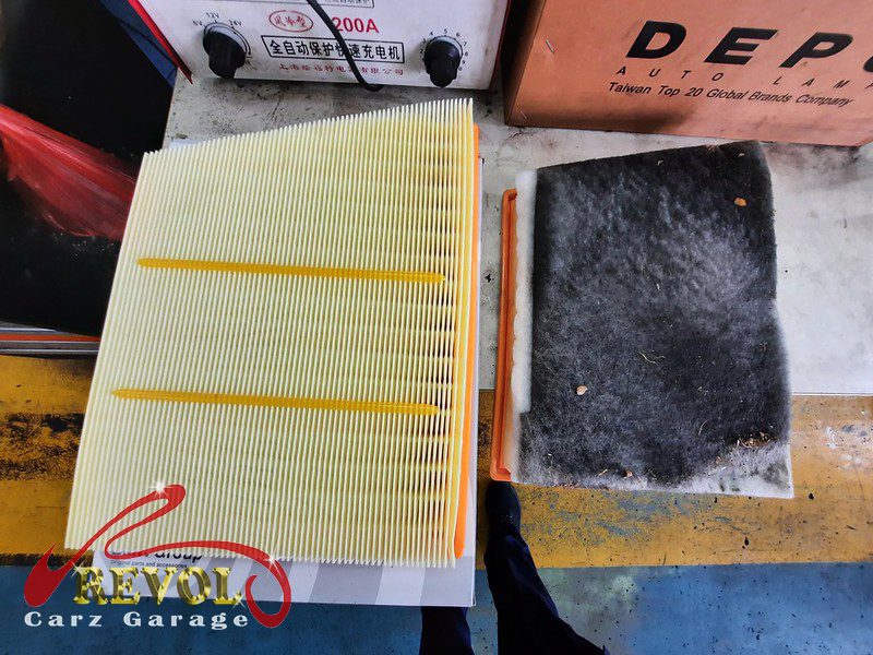 The worn front pads and grooved disc flagged on the service inspection.