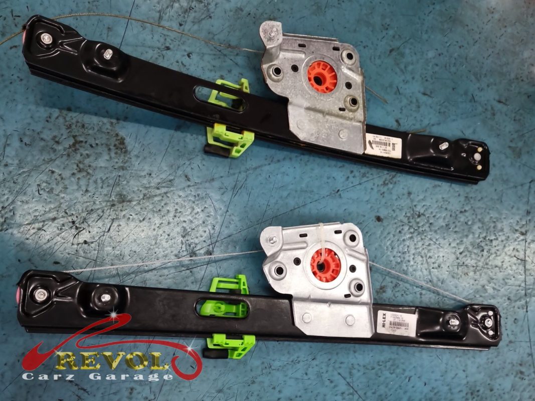The new genuine BMW-spec window regulator assembly ready to fit.