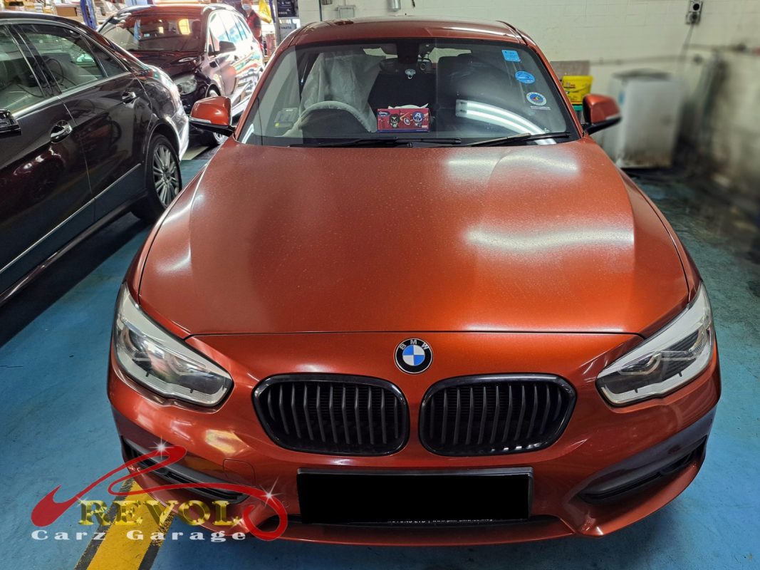 BMW 116i parked at the workshop, in for brake inspection.
