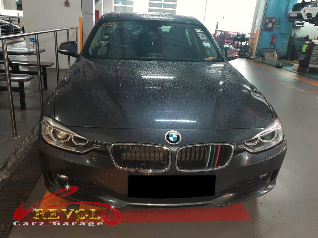 BMW 316i parked at the workshop, in for parking sensor replacement.