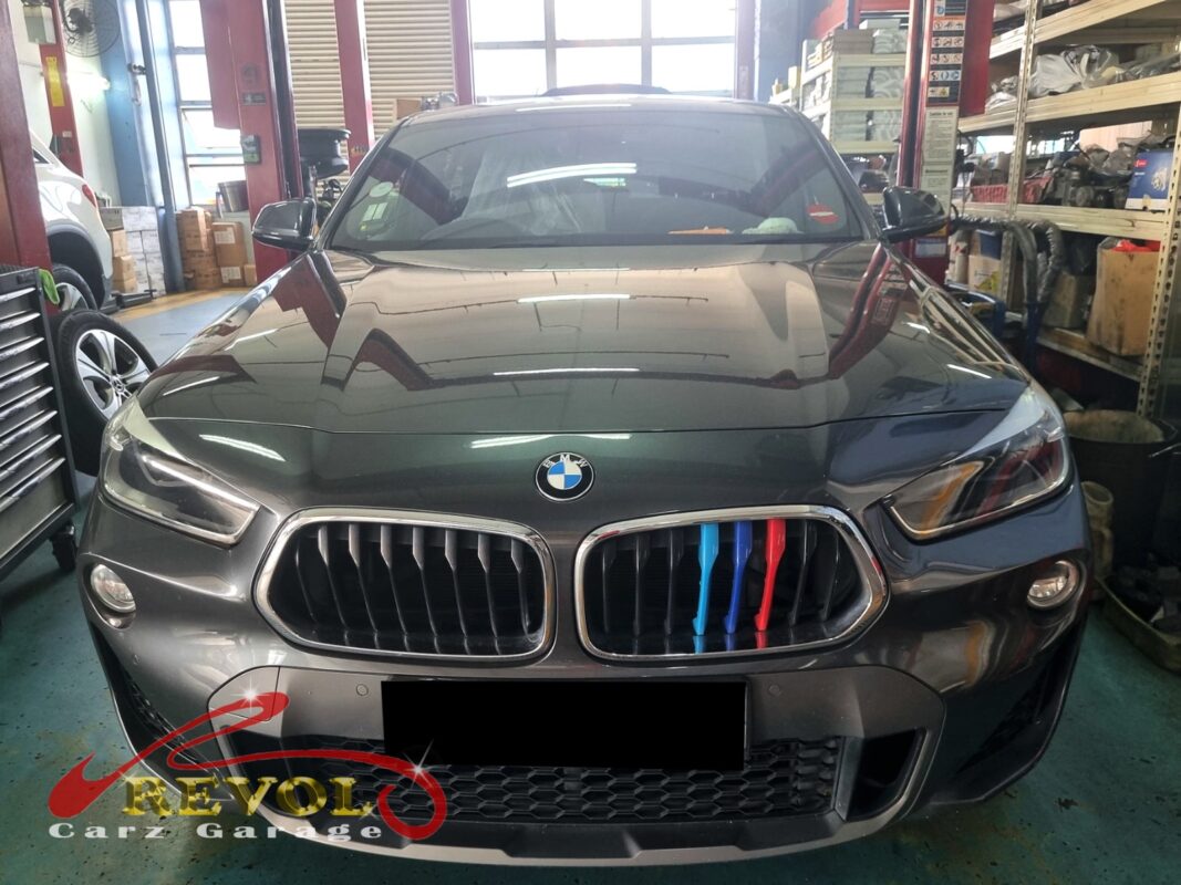 BMW X2 parked at the workshop, in for EVAP purge valve diagnosis.