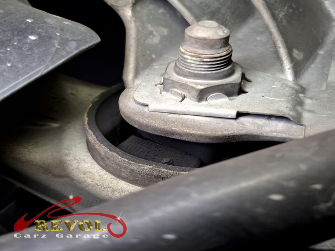 A lower control arm bushing on the car, the rubber worn past spec, the slack behind the clunk.