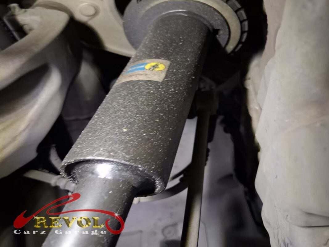 One of the front struts on the car, the damper down past spec.