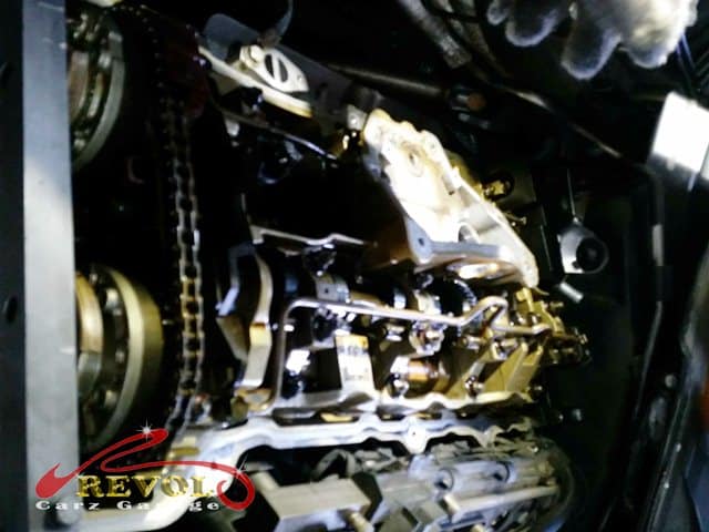 The valve stem seal replacement in progress.
